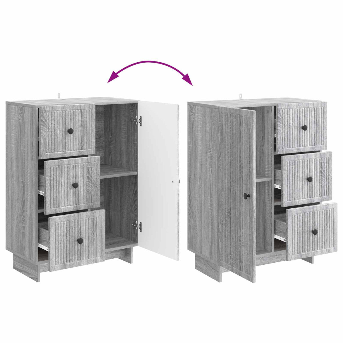Sideboard Grå sonoma-eg 66 x 34,5 x 90 cm Konstrueret træ