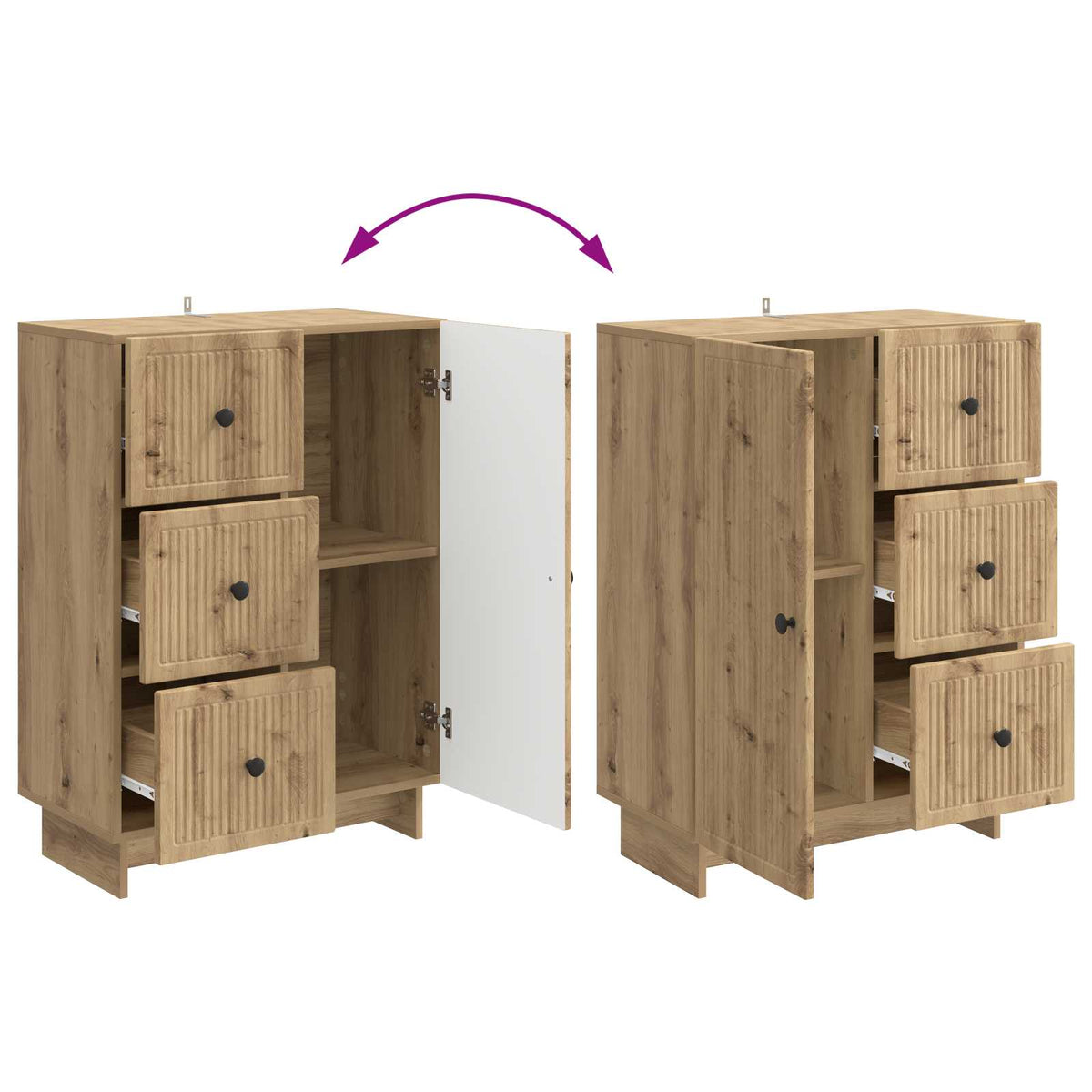 Sideboard Artisan-eg 66 x 34,5 x 90 cm Konstrueret træ