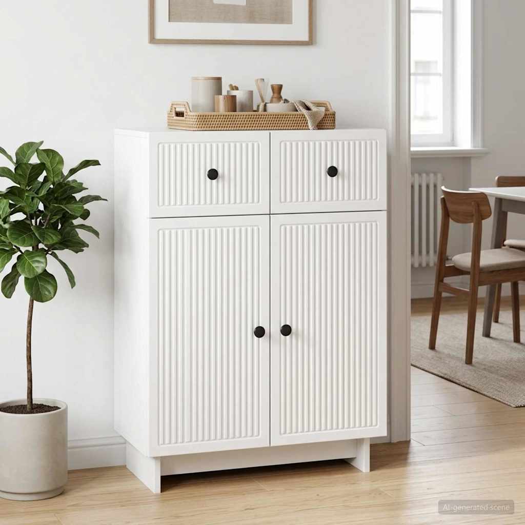 Sideboard Hvid højglans 66 x 34,5 x 90 cm Konstrueret træ