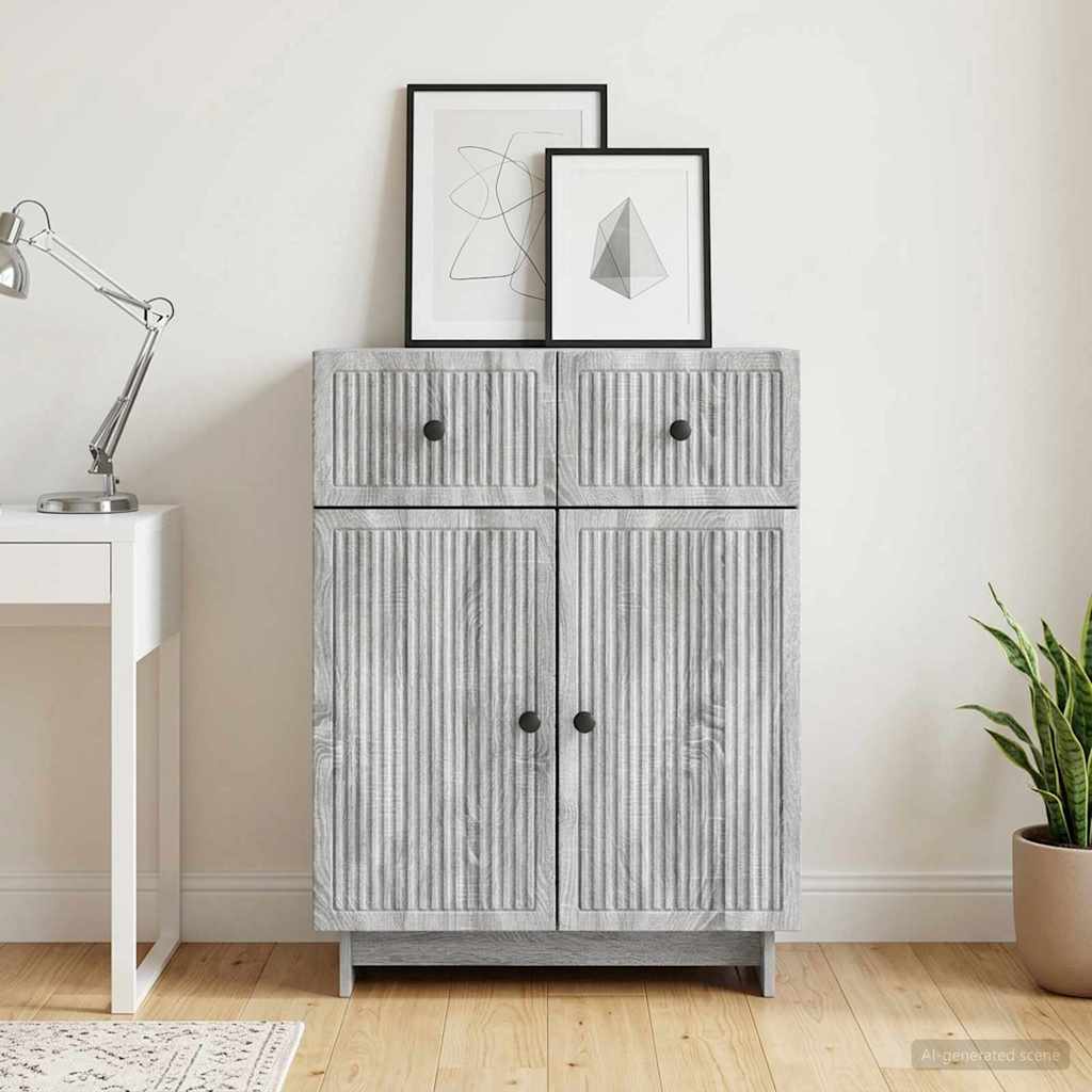 Sideboard Grå sonoma-eg 66 x 34,5 x 90 cm Konstrueret træ