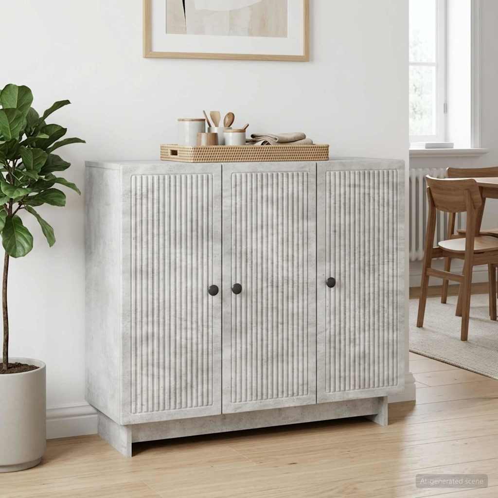 Sideboard Betongrå 89 x 34,5 x 80 cm Konstrueret træ