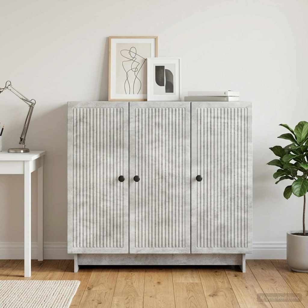 Sideboard Betongrå 89 x 34,5 x 80 cm Konstrueret træ