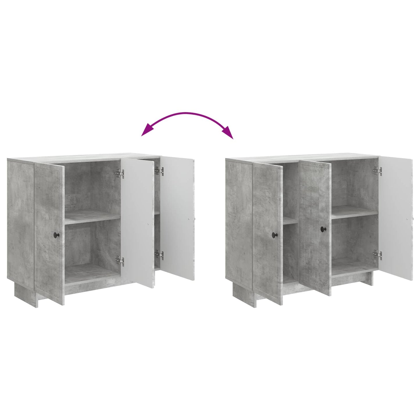 Sideboard Betongrå 89 x 34,5 x 80 cm Konstrueret træ