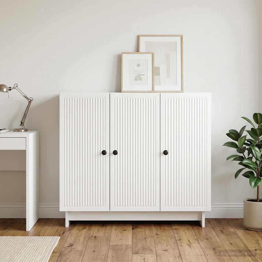 Sideboard Hvid højglans 89 x 34,5 x 80 cm Konstrueret træ