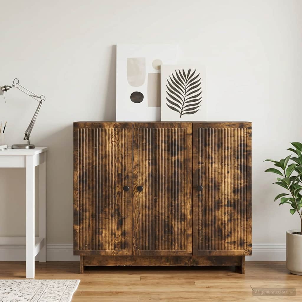 Sideboard Røget eg 89 x 34,5 x 80 cm Konstrueret træ