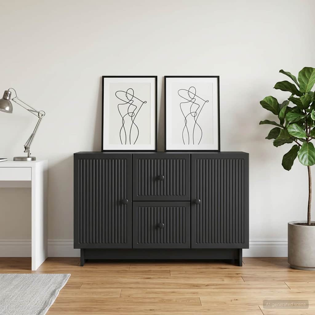 Sideboard med skuffe Sort 89 x 34,5 x 60 cm Konstrueret træ