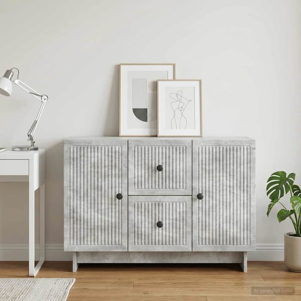 Sideboard med skuffe Betongrå 89 x 34,5 x 60 cm Konstrueret træ