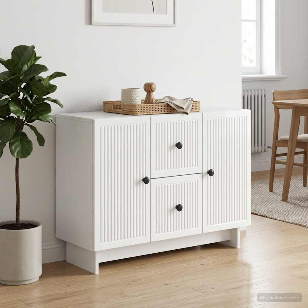 Sideboard Hvid højglans 89 x 34,5 x 60 cm Konstrueret træ