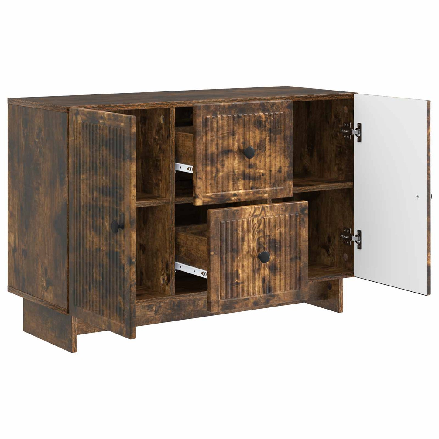 Sideboard med skuffe Røget eg 89 x 34,5 x 60 cm Konstrueret træ