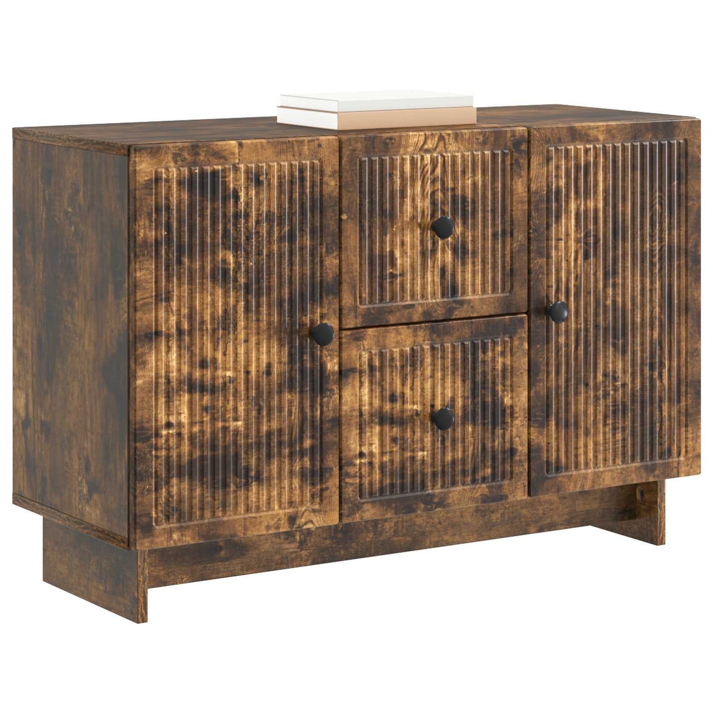 Sideboard med skuffe Røget eg 89 x 34,5 x 60 cm Konstrueret træ