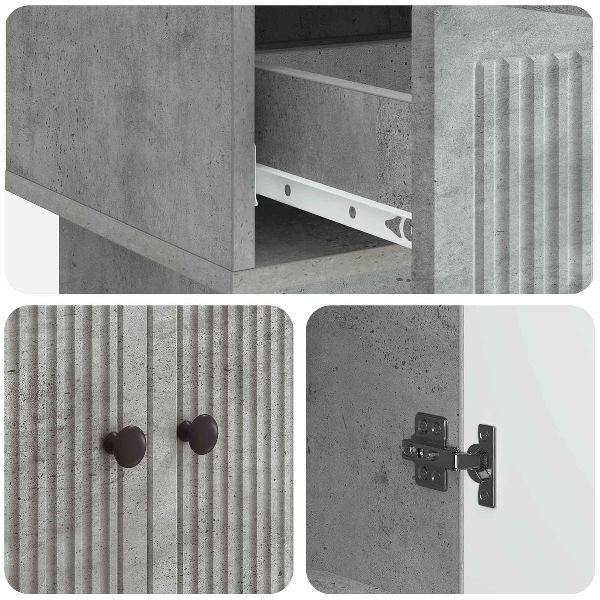 Sideboard BetonGrå 66 x 34,5 x 95 cm Konstrueret træ