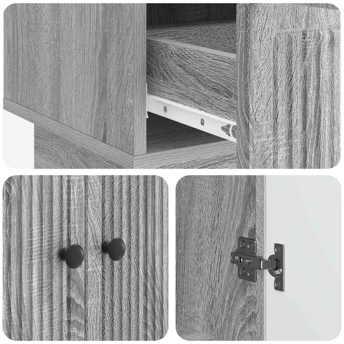 Sideboard Grå Sonoma 66 x 34,5 x 95 cm Konstrueret træ