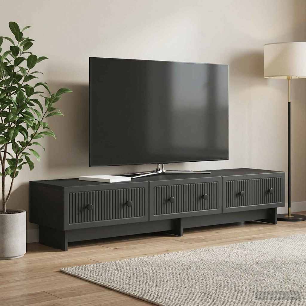 TV-skab 147 x 34,5 x 30 cm Sort Konstrueret træ