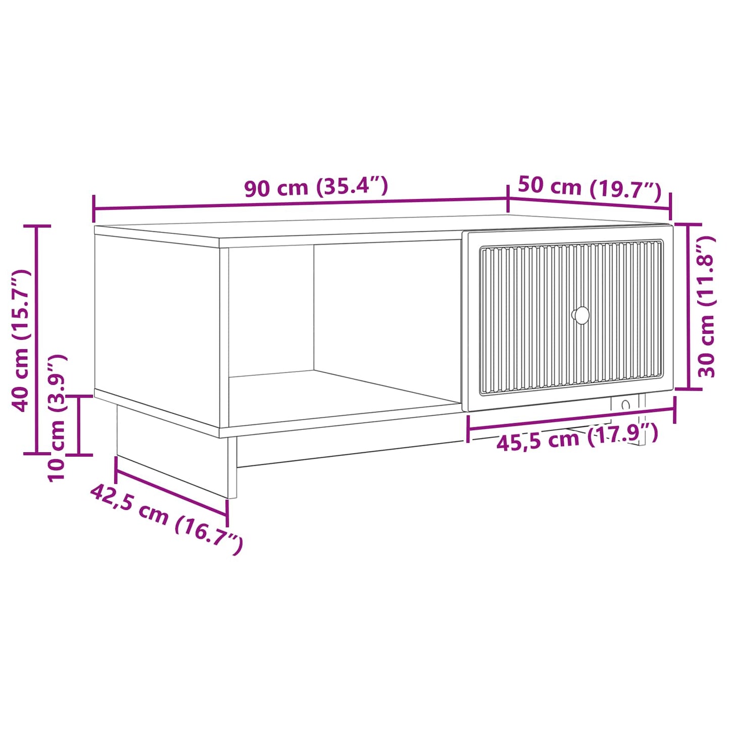 Sofabord Hvid 90 x 50 x 40 cm Konstrueret træ