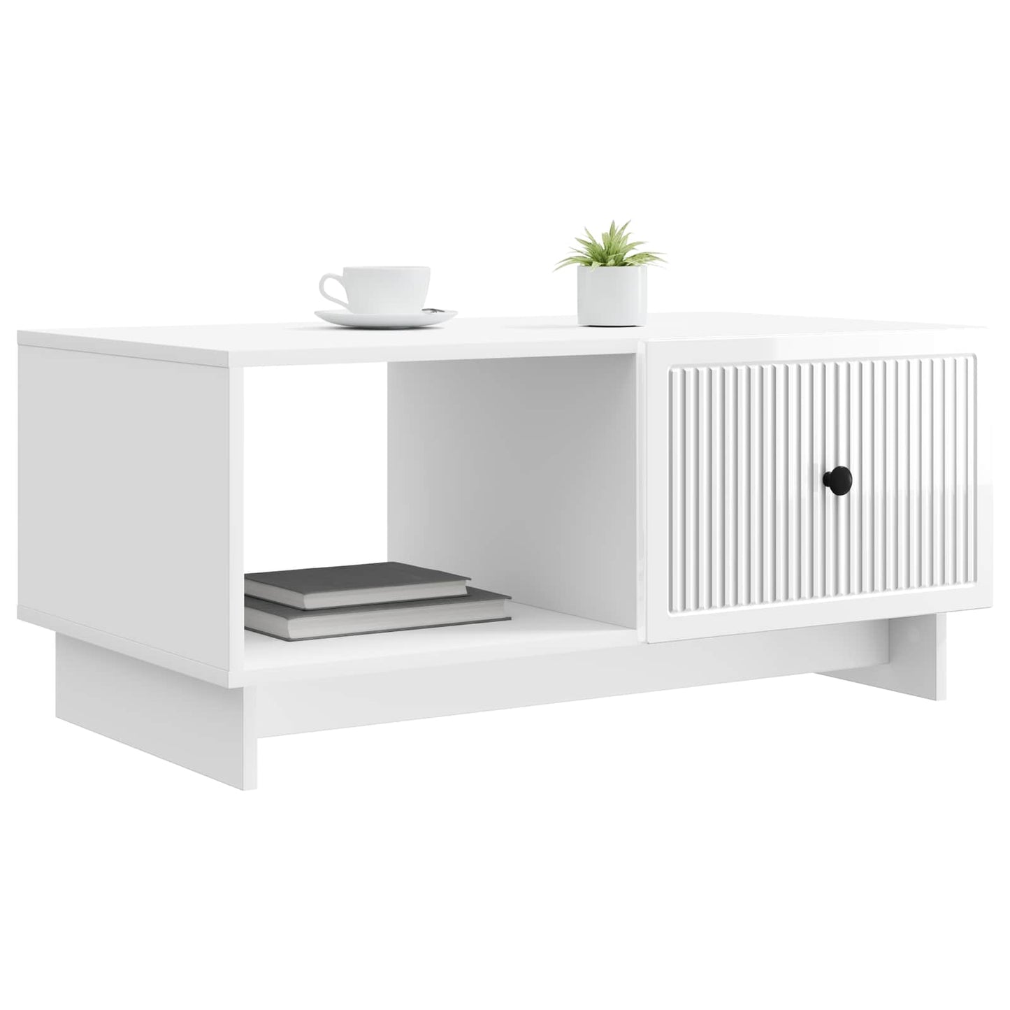 Sofabord Hvid højglans 90 x 50 x 40 cm Konstrueret træ