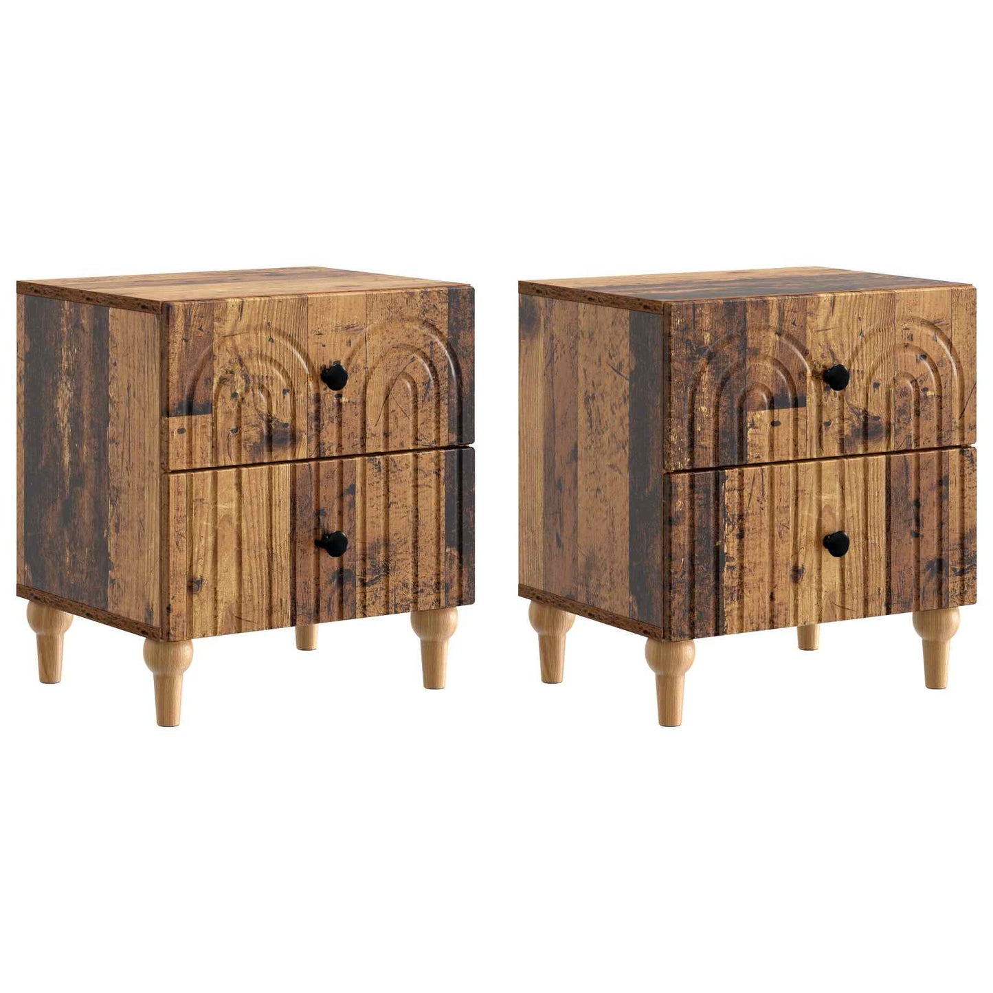 Natskab 2 stk. Gammelt træ 43 x 34,5 x 48 cm Konstrueret træ