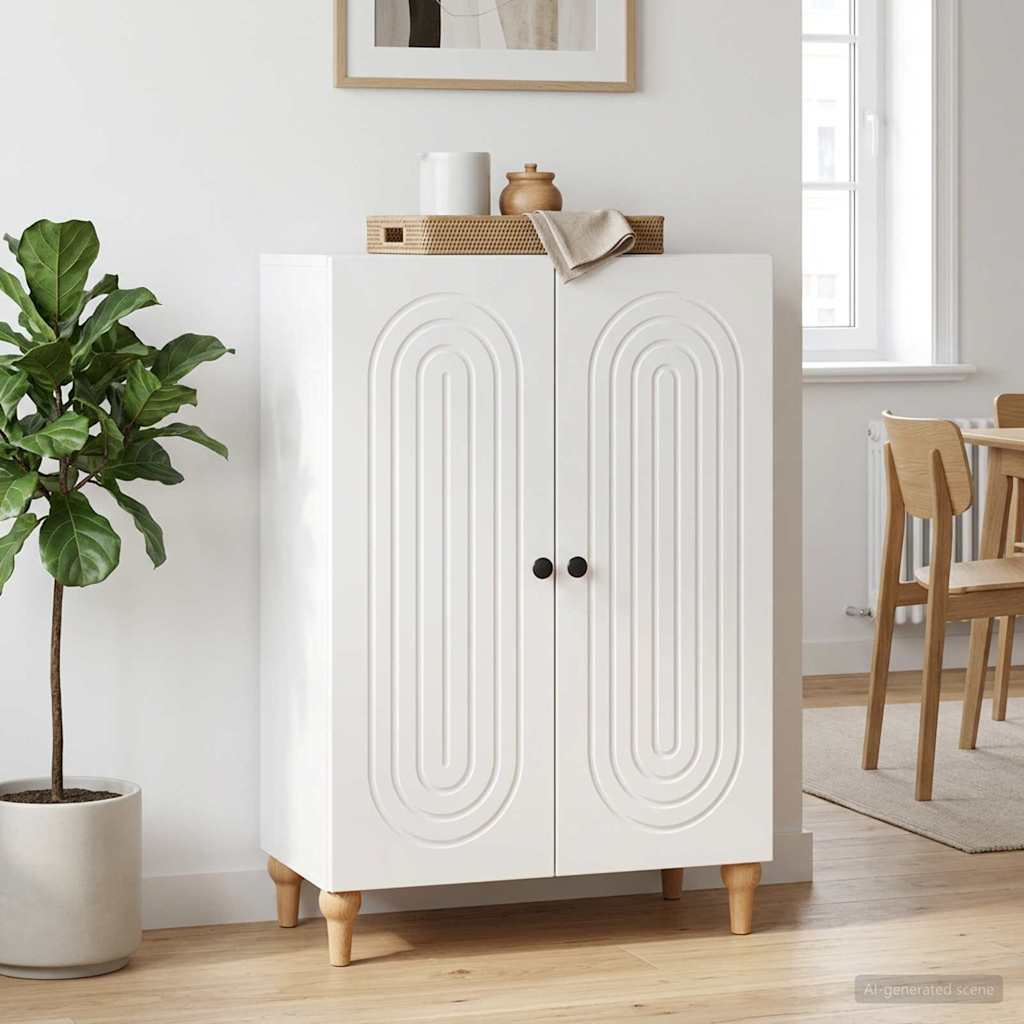 Sideboard Hvid højglans 66 x 34,5 x 90 cm Konstrueret træ