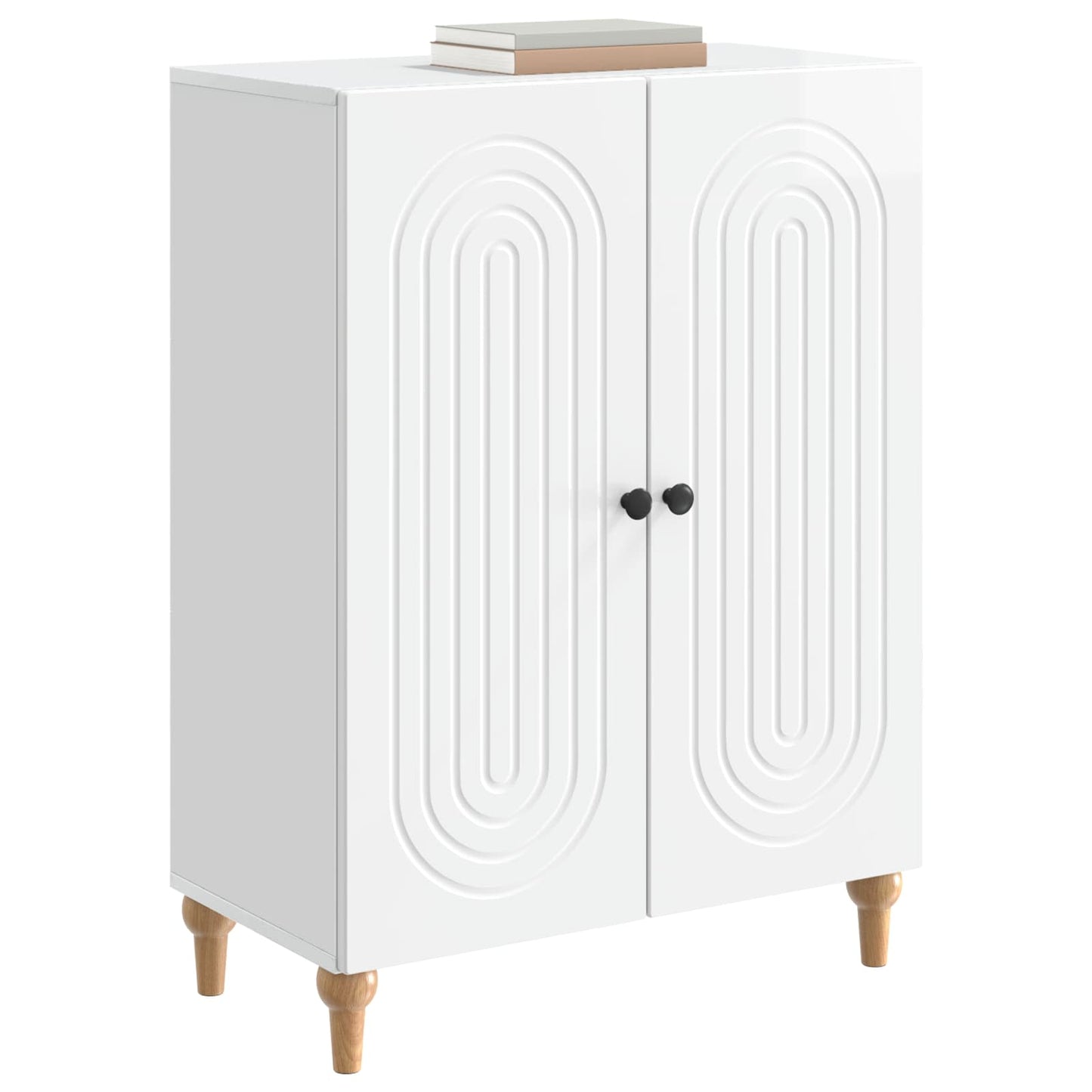 Sideboard Hvid højglans 66 x 34,5 x 90 cm Konstrueret træ
