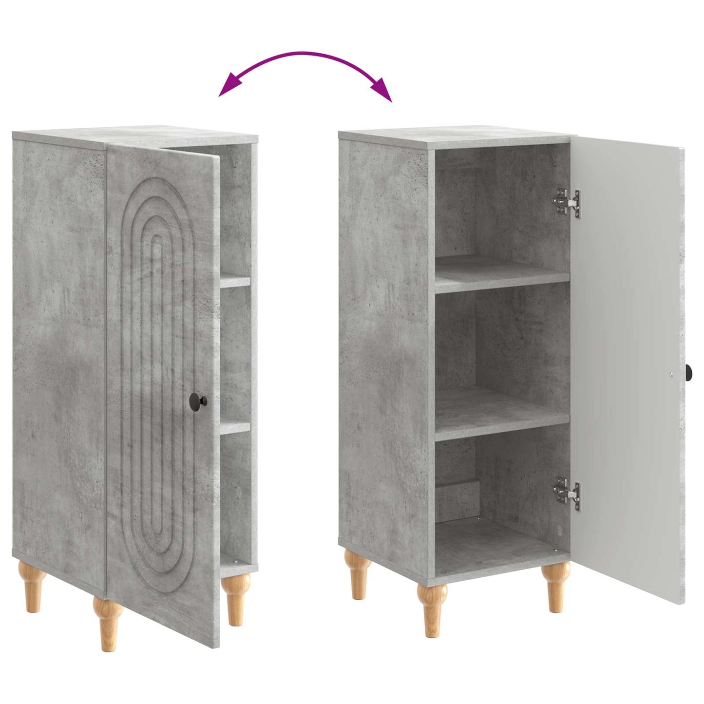 Sideboard Betongrå 33 x 34,5 x 90 cm Konstrueret træ