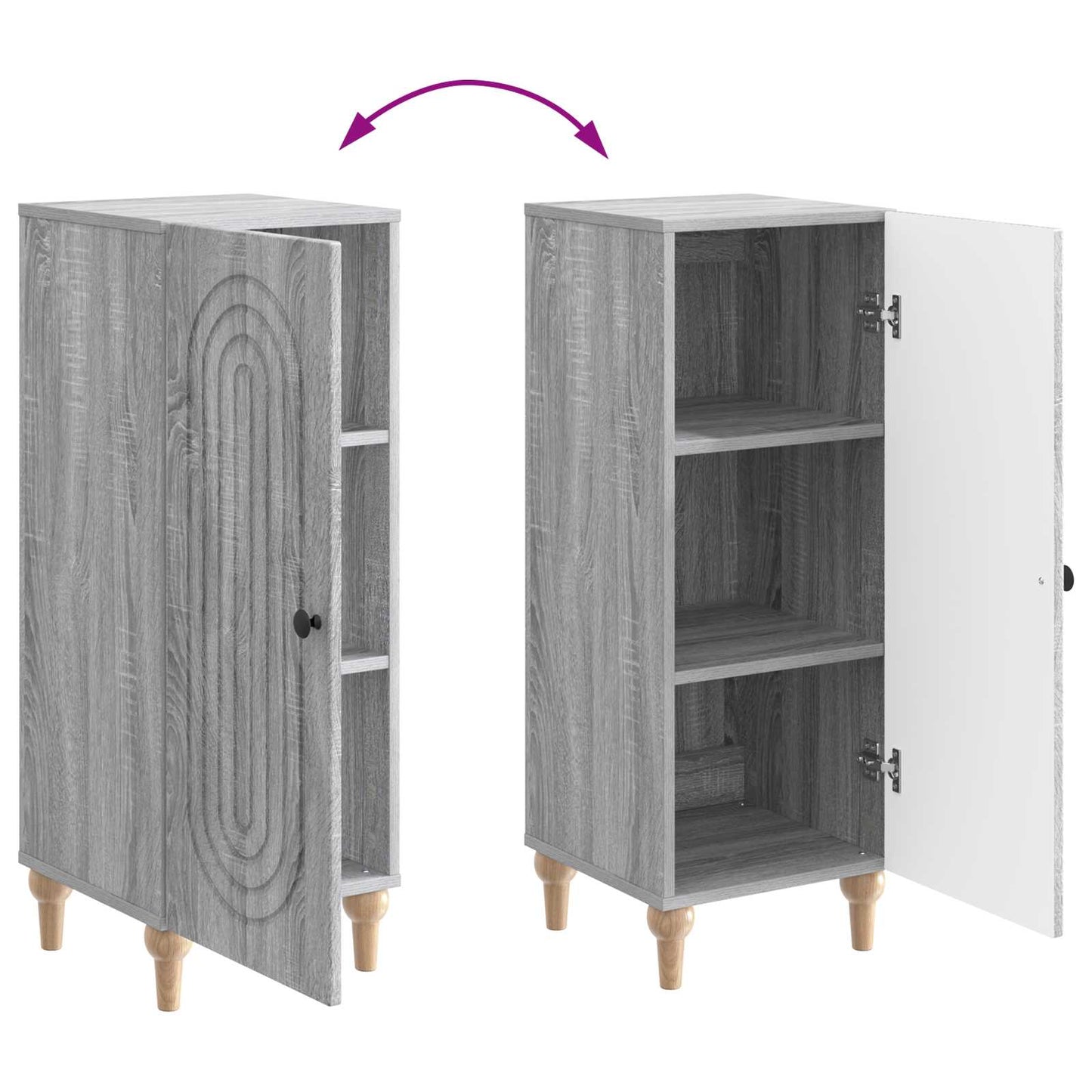 Sideboard Grå sonoma-eg 33 x 34,5 x 90 cm Konstrueret træ