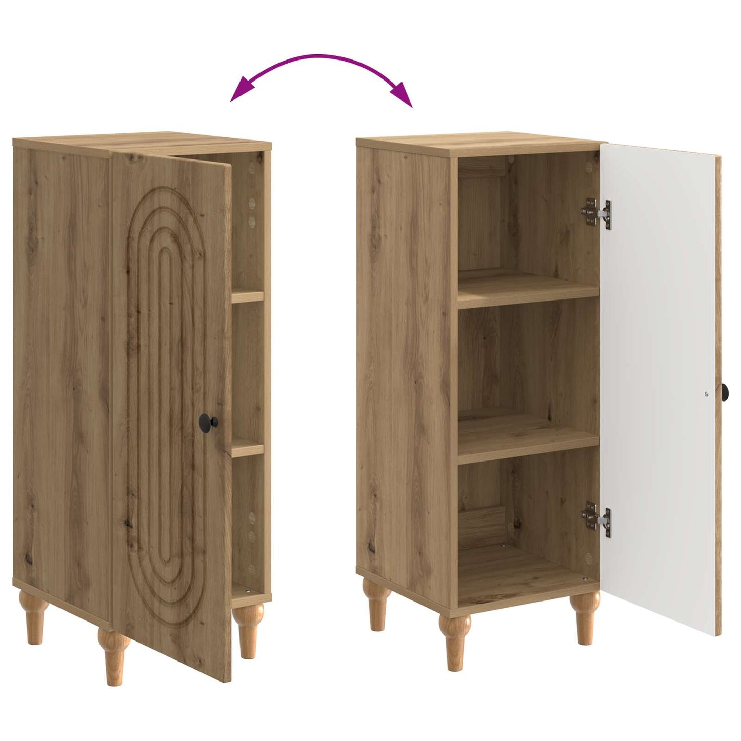 Sideboard Artisan-eg 33 x 34,5 x 90 cm Konstrueret træ