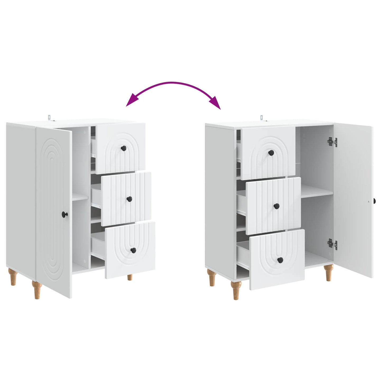 Sideboard Hvid 66 x 34,5 x 90 cm Konstrueret træ