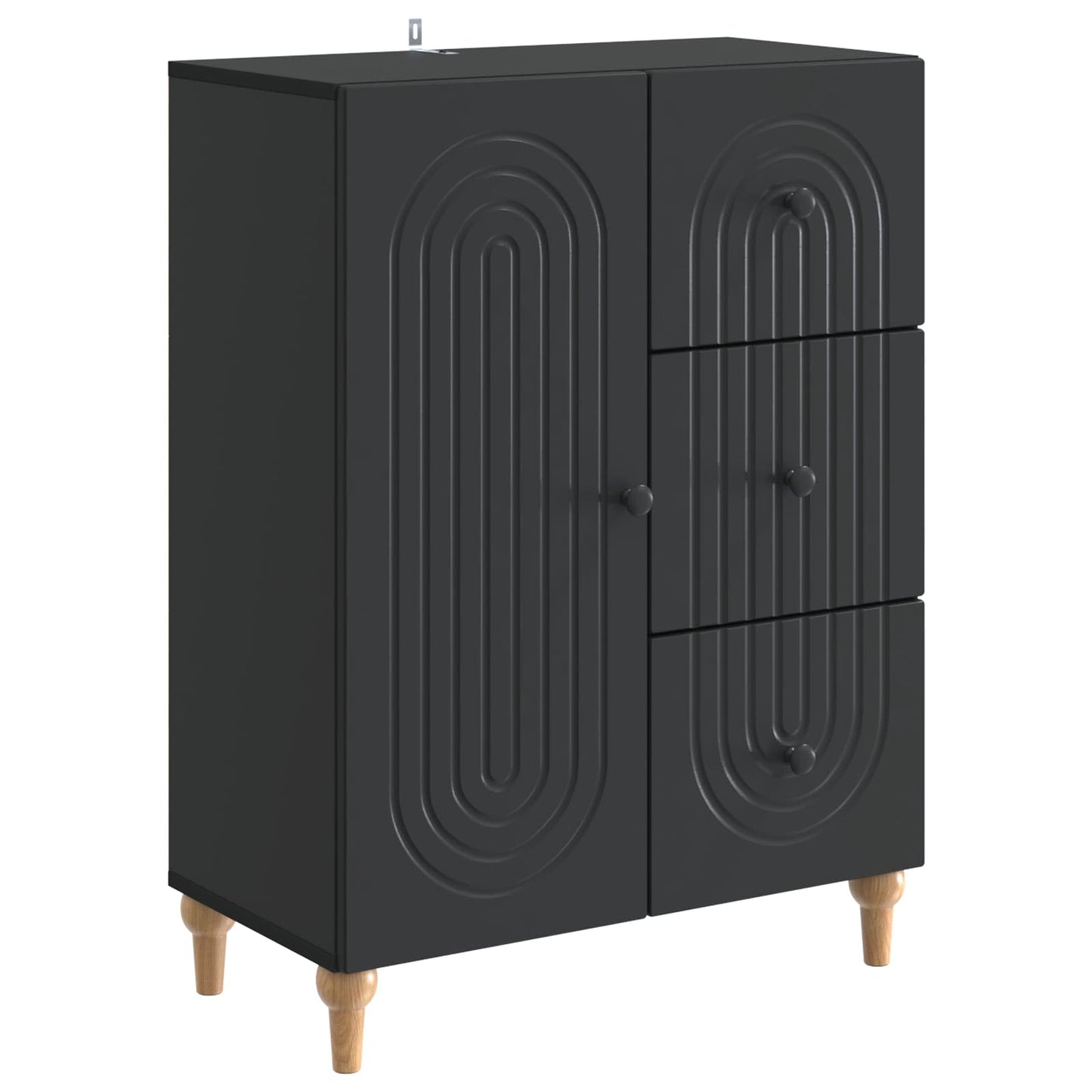Sideboard med skuffe Sort 66 x 34,5 x 90 cm Konstrueret træ
