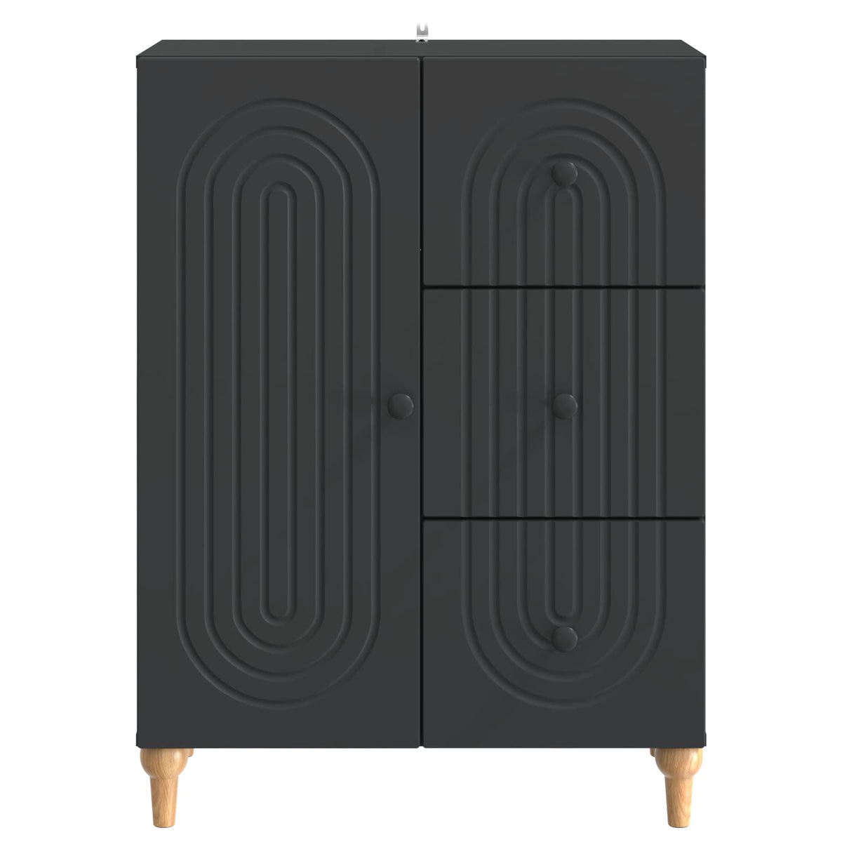 Sideboard med skuffe Sort 66 x 34,5 x 90 cm Konstrueret træ