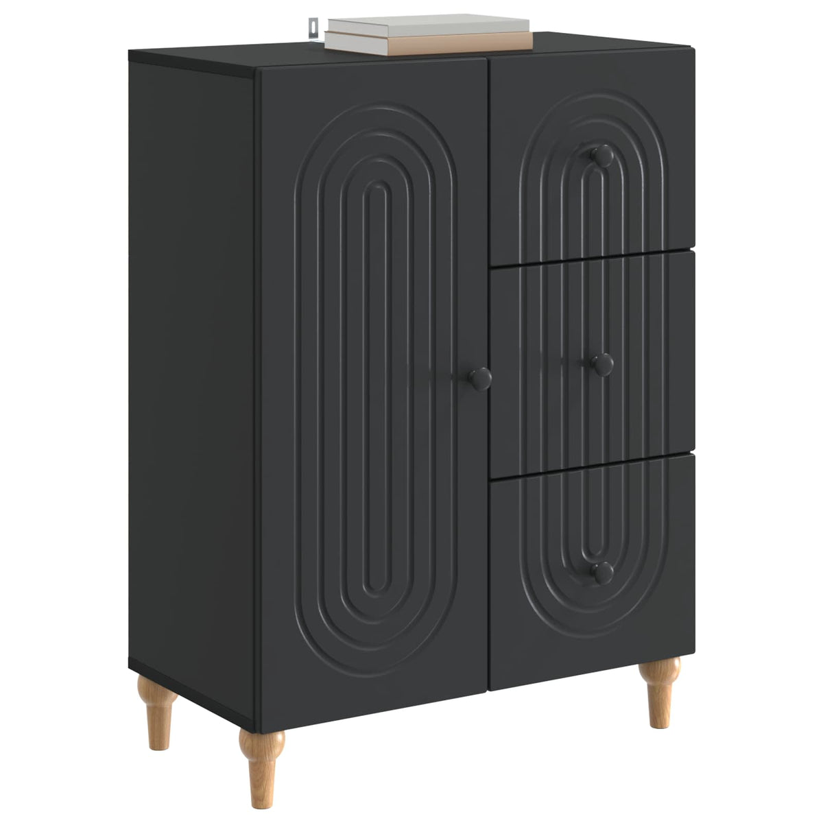 Sideboard med skuffe Sort 66 x 34,5 x 90 cm Konstrueret træ