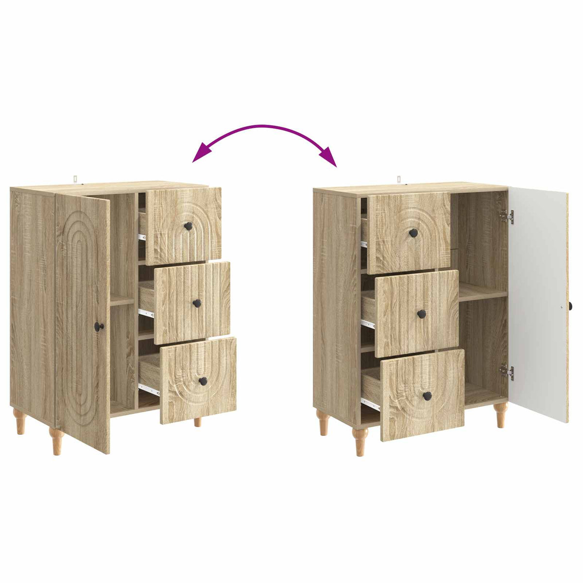 Sideboard Sonoma-eg 66 x 34,5 x 90 cm Konstrueret træ