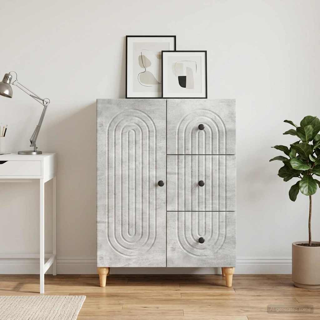 Sideboard med skuffe Betongrå 66 x 34,5 x 90 cm Konstrueret træ