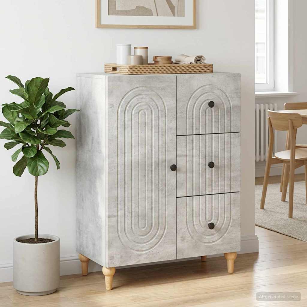 Sideboard med skuffe Betongrå 66 x 34,5 x 90 cm Konstrueret træ
