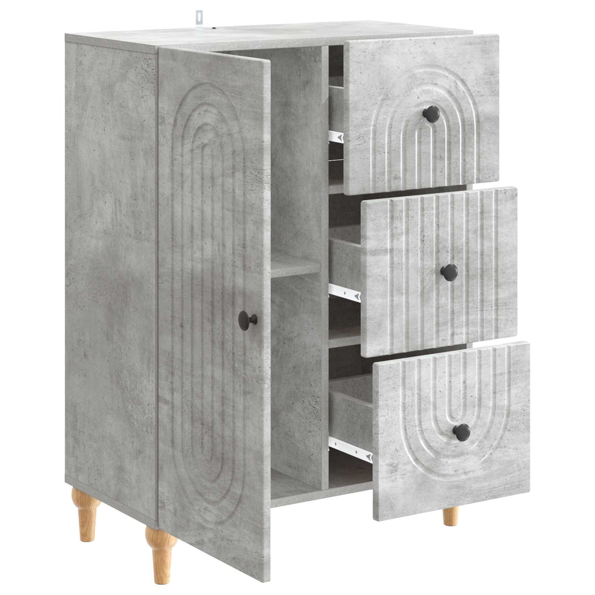 Sideboard med skuffe Betongrå 66 x 34,5 x 90 cm Konstrueret træ