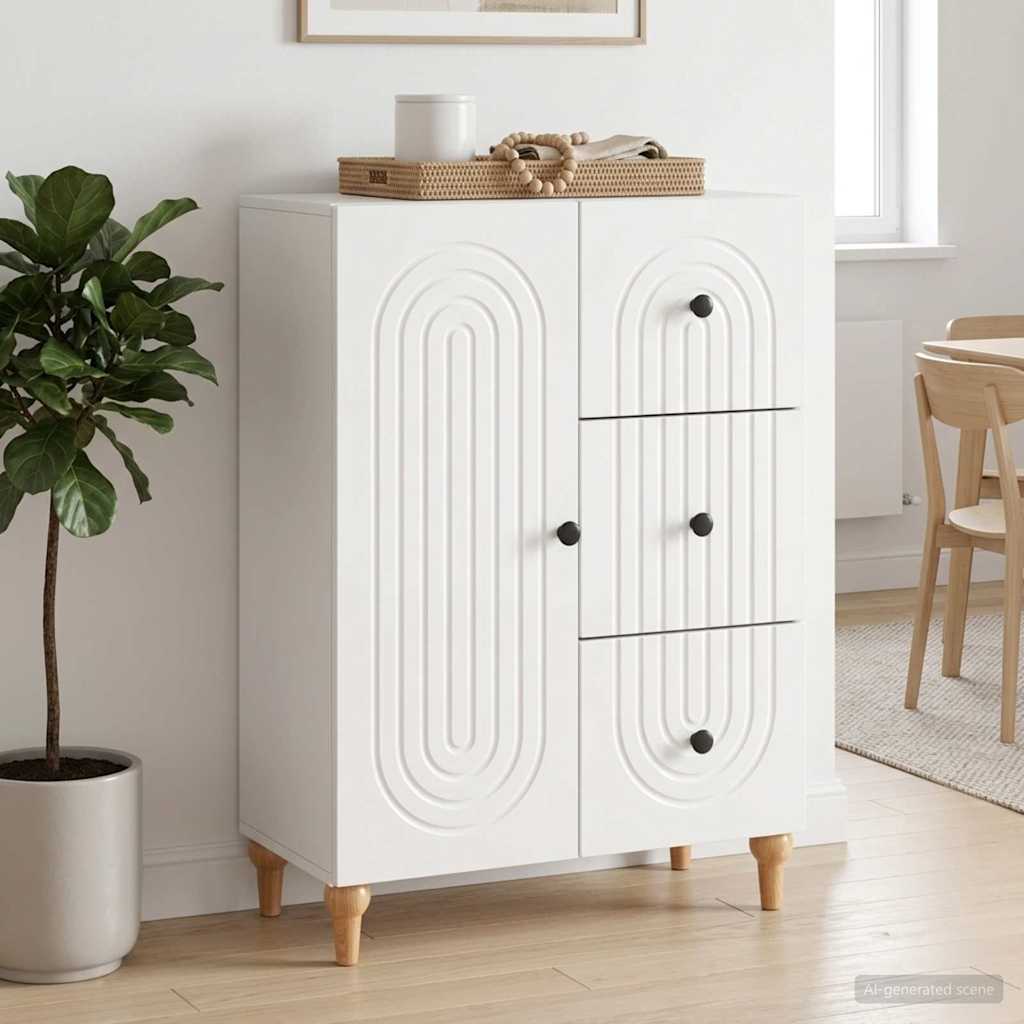 Sideboard Hvid højglans 66 x 34,5 x 90 cm Konstrueret træ