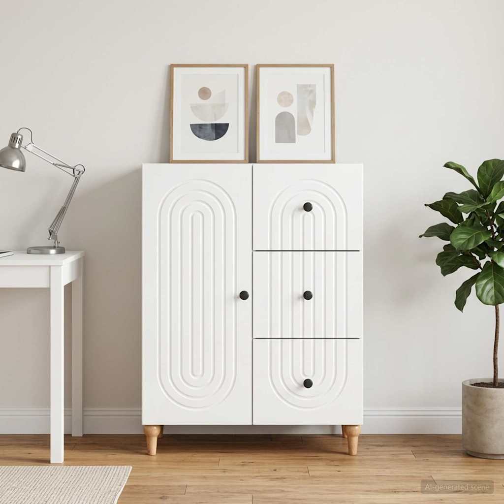 Sideboard Hvid højglans 66 x 34,5 x 90 cm Konstrueret træ
