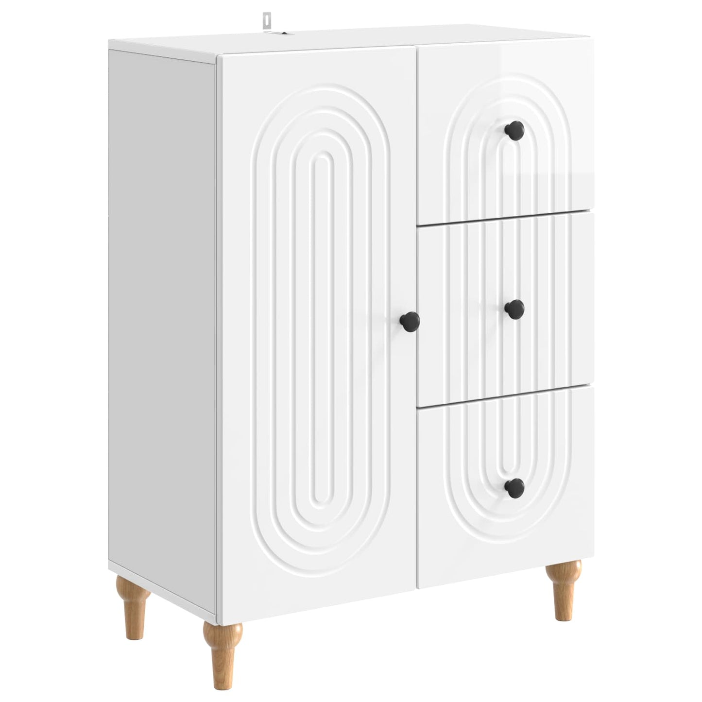 Sideboard Hvid højglans 66 x 34,5 x 90 cm Konstrueret træ