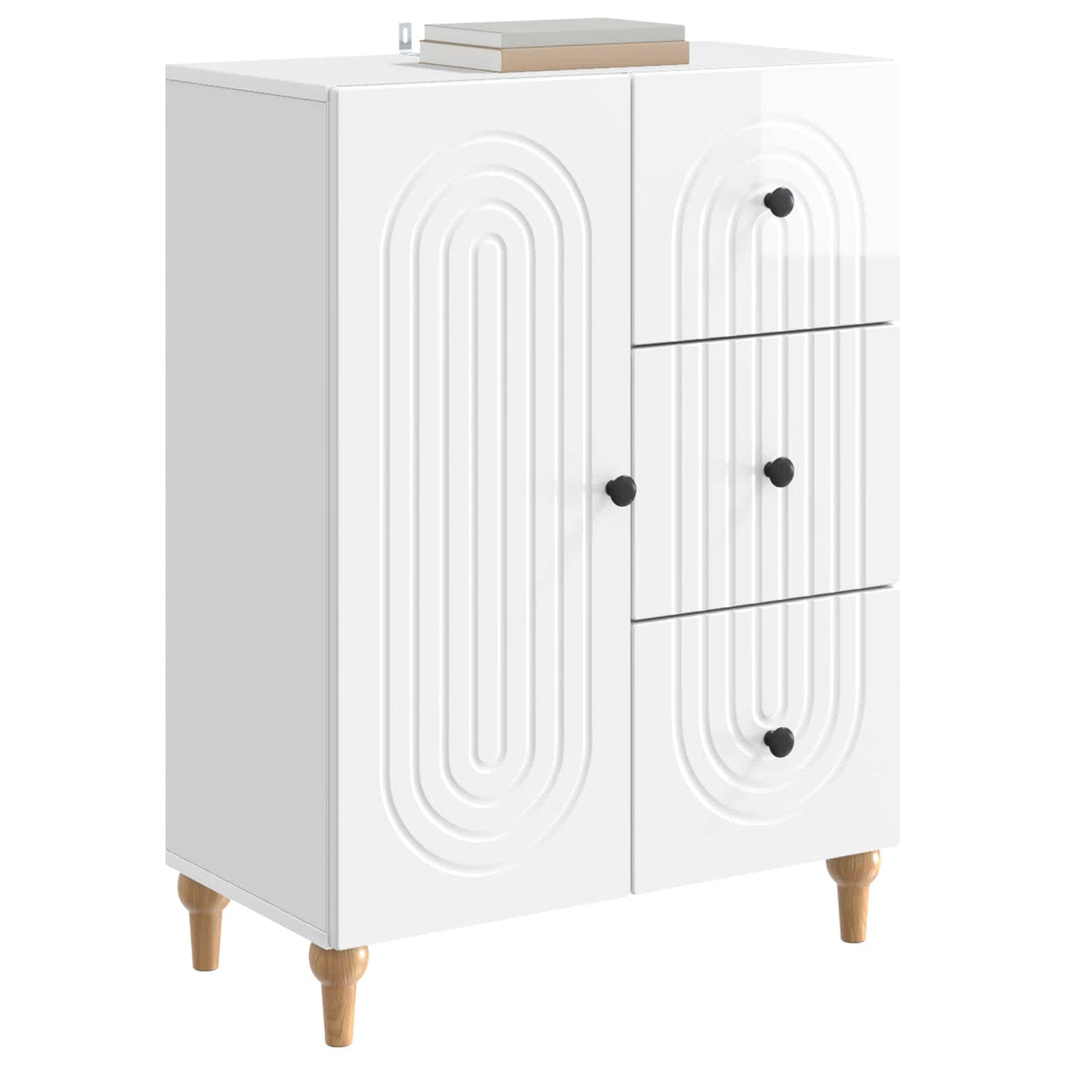 Sideboard Hvid højglans 66 x 34,5 x 90 cm Konstrueret træ