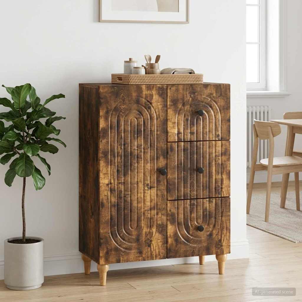 Sideboard med skuffe Røget eg 66 x 34,5 x 90 cm Konstrueret træ