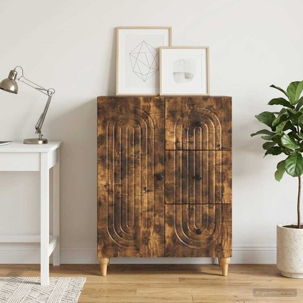 Sideboard med skuffe Røget eg 66 x 34,5 x 90 cm Konstrueret træ