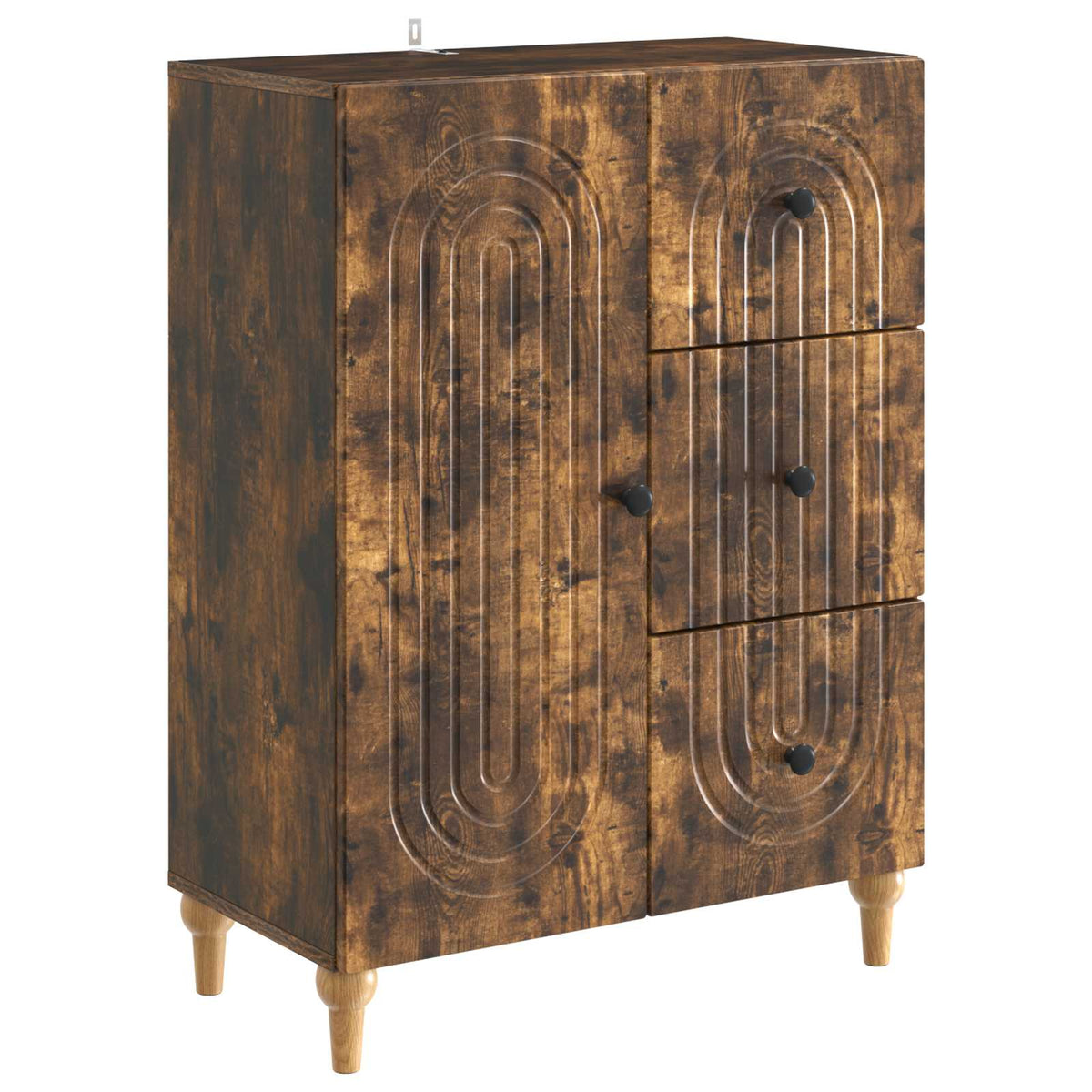 Sideboard med skuffe Røget eg 66 x 34,5 x 90 cm Konstrueret træ