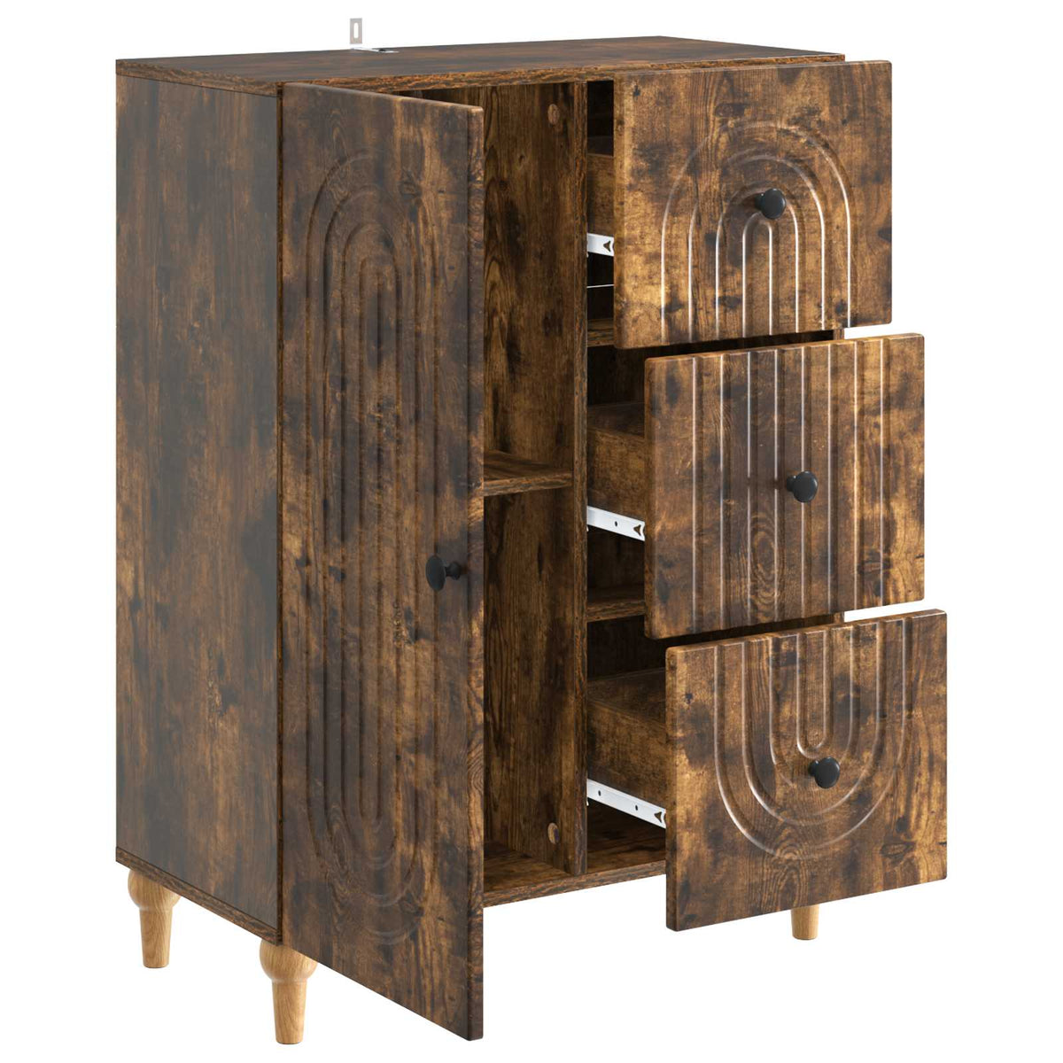 Sideboard med skuffe Røget eg 66 x 34,5 x 90 cm Konstrueret træ