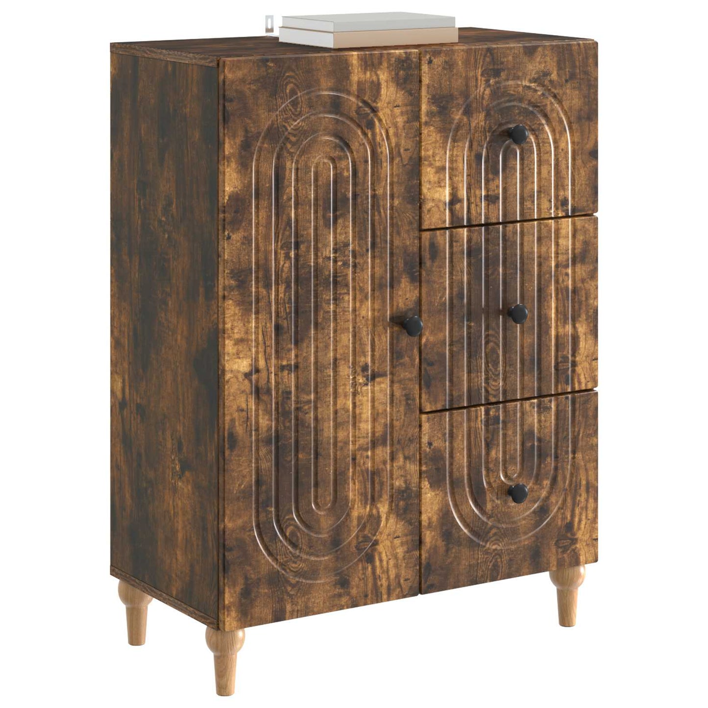 Sideboard med skuffe Røget eg 66 x 34,5 x 90 cm Konstrueret træ