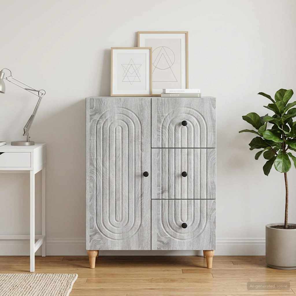 Sideboard Grå sonoma-eg 66 x 34,5 x 90 cm Konstrueret træ