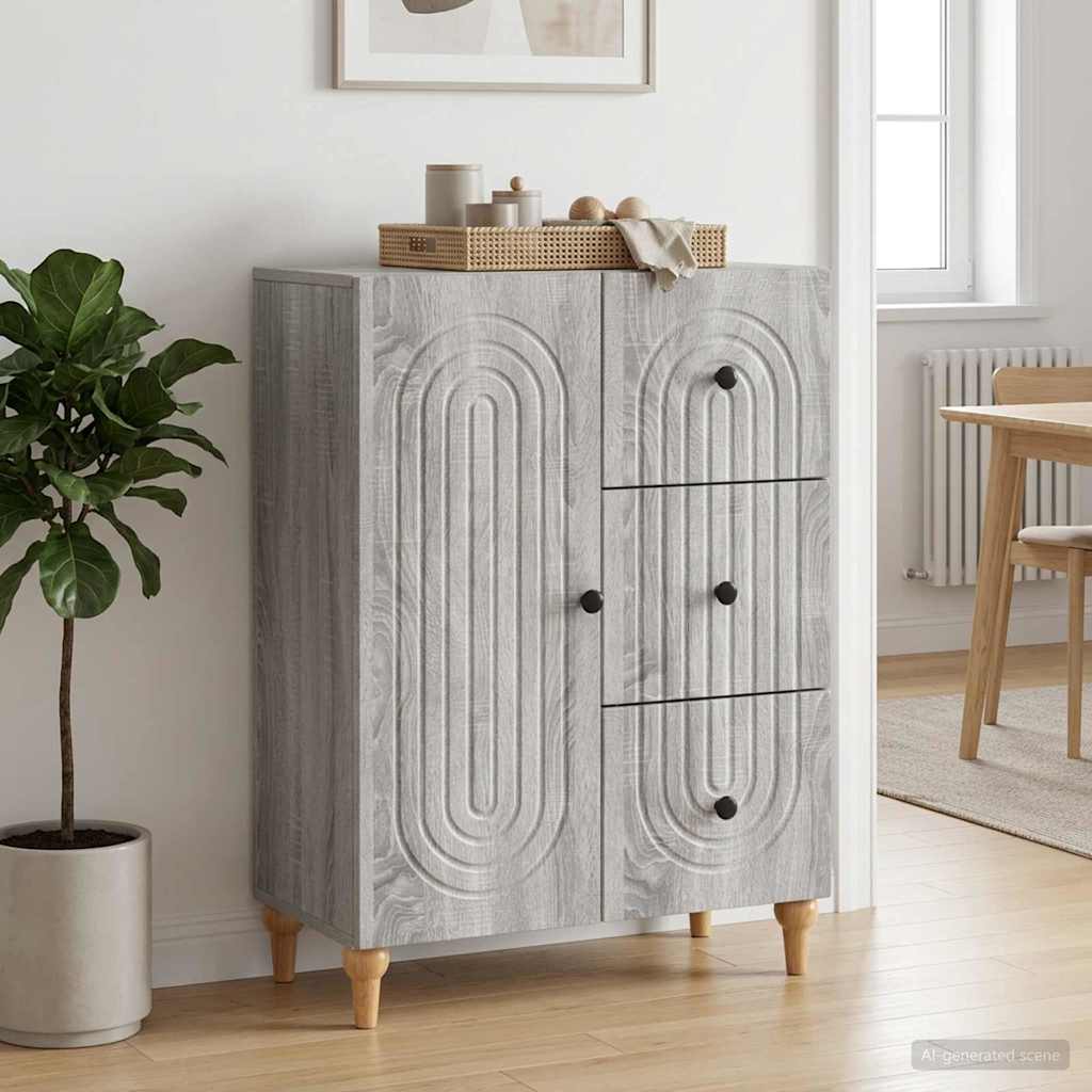 Sideboard Grå sonoma-eg 66 x 34,5 x 90 cm Konstrueret træ