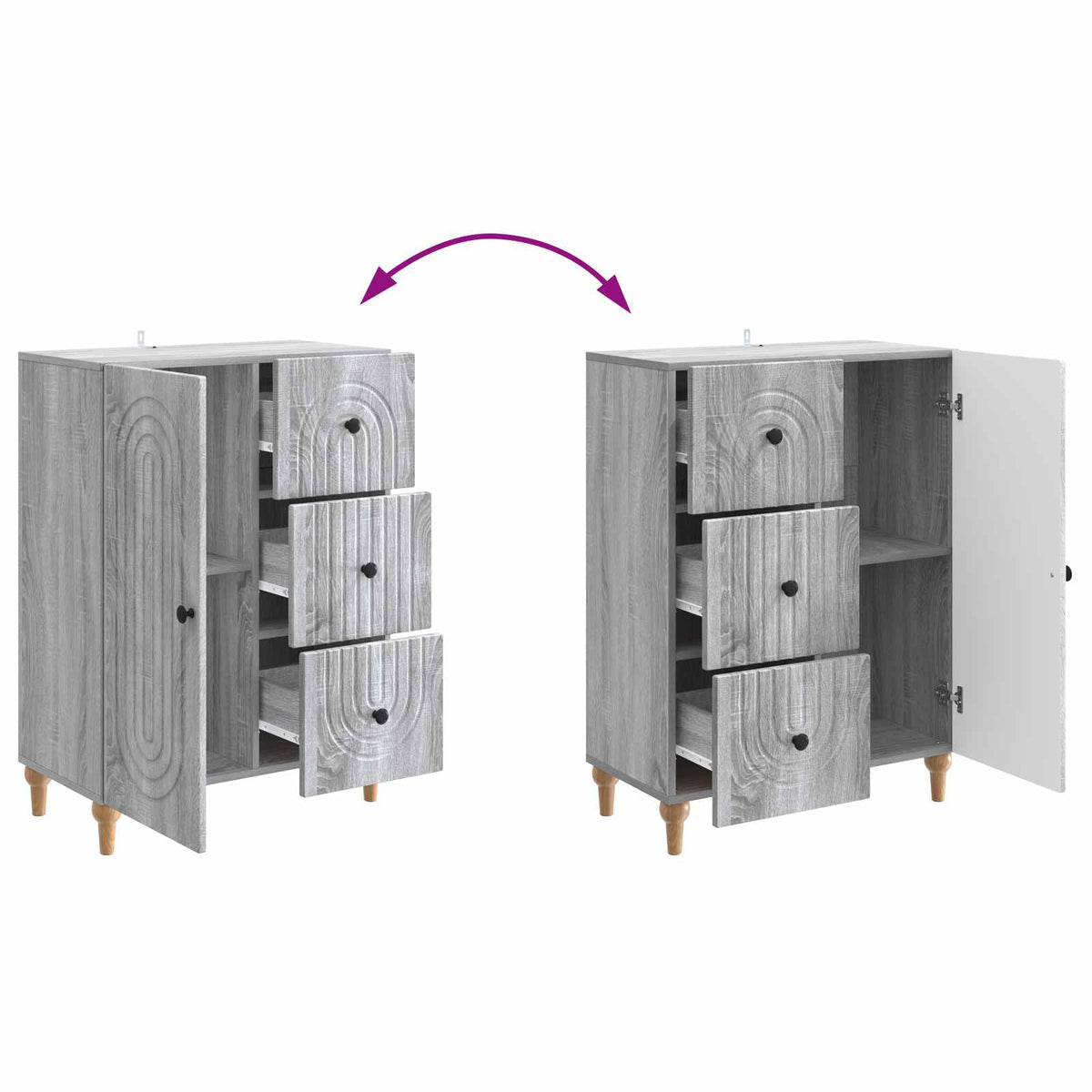 Sideboard Grå sonoma-eg 66 x 34,5 x 90 cm Konstrueret træ