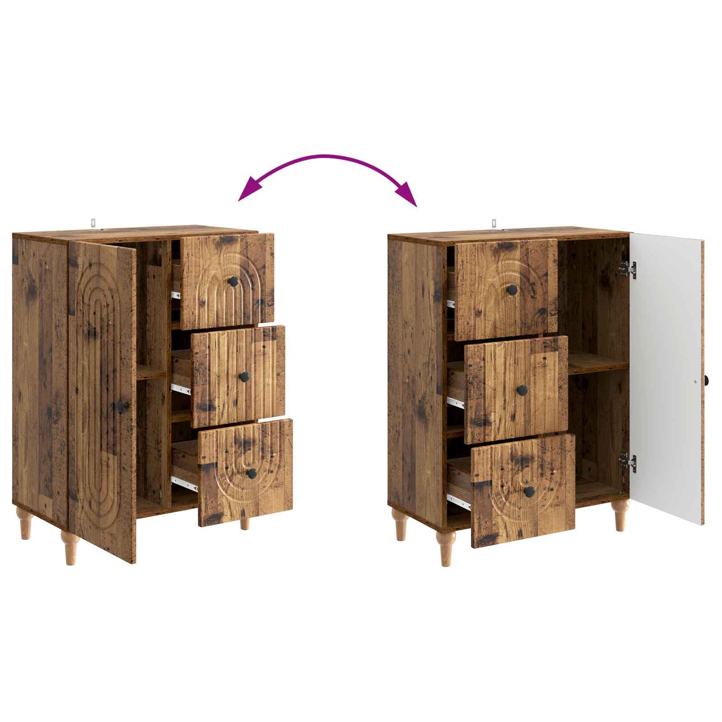 Sideboard Gammelt træ 66 x 34,5 x 90 cm Konstrueret træ