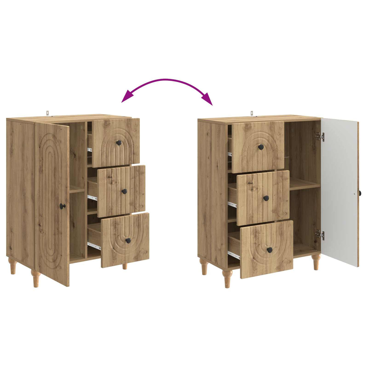 Sideboard Artisan-eg 66 x 34,5 x 90 cm Konstrueret træ