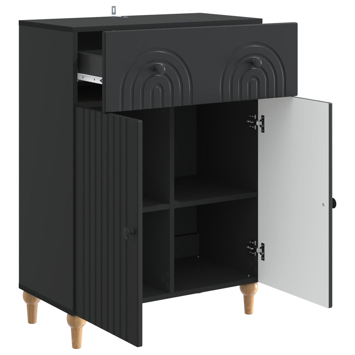 Sideboard Sort 66 x 34,5 x 90 cm Konstrueret træ