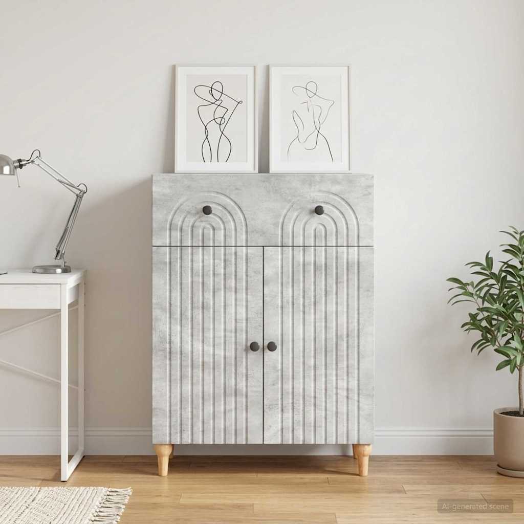 Sideboard Betongrå 66 x 34,5 x 90 cm Konstrueret træ