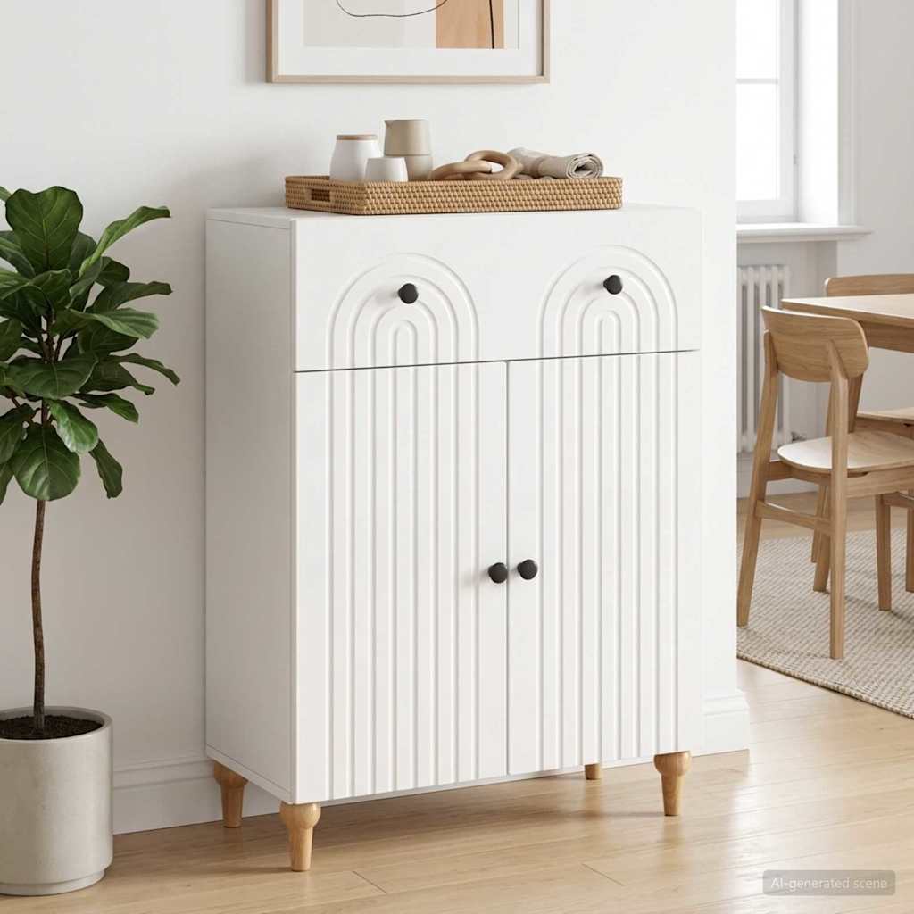 Sideboard Hvid højglans 66 x 34,5 x 90 cm Konstrueret træ